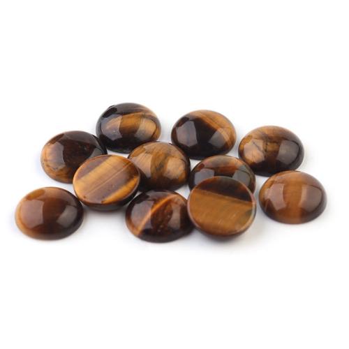 Tiger Eye flat back cabochon, Round, polished, DIY & different size for choice, yellow, Sold By PC