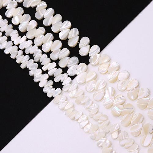 Natural White Shell Beads, Teardrop, Transverse holes & DIY, 5x10mm, Sold Per Approx 38 cm Strand