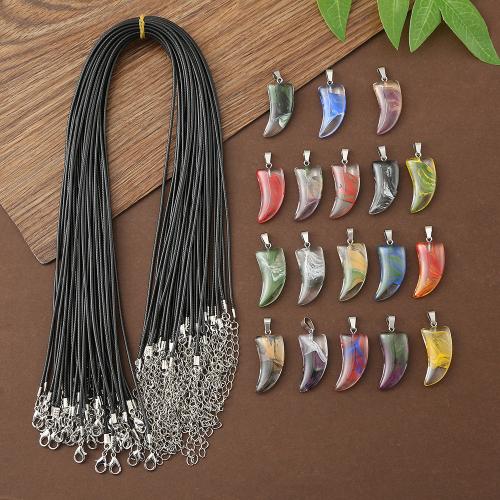 Crystal Pendants, with Tibetan Style, Wolf Tooth, plated, DIY, more colors for choice, 15x32mm, Sold By PC