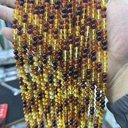 Amber Beads, Round, DIY, 6mm, Approx 60PCs/Strand, Sold By Strand