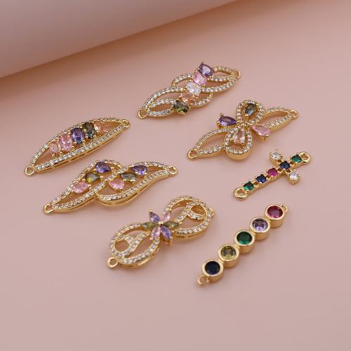 Cubic Zirconia Micro Pave Brass Connector, gold color plated, DIY & different styles for choice & micro pave cubic zirconia, Sold By PC