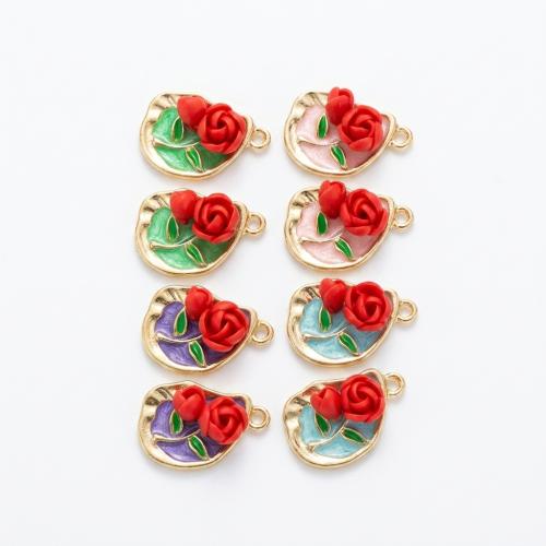 Polymer Clay Pendants, with Tibetan Style, gold color plated, DIY & with flower pattern, more colors for choice, 22x15x7mm, Hole:Approx 2mm, Sold By PC