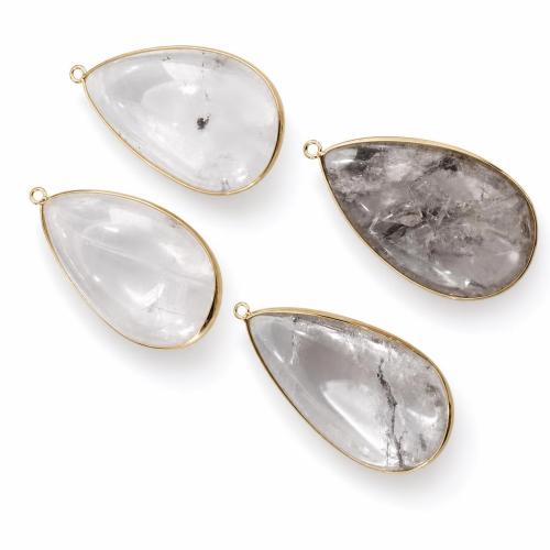 Quartz Gemstone Pendants, Clear Quartz, Teardrop, gold color plated, DIY & different size for choice, Sold By PC