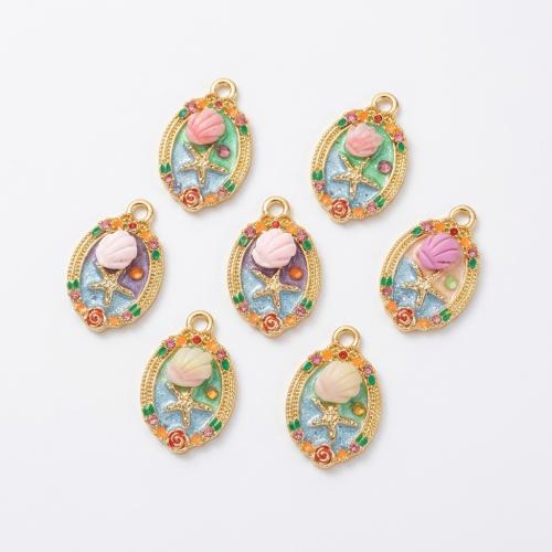 Polymer Ton Anhänger, mit Zinklegierung, goldfarben plattiert, Ozean -Design & DIY & Emaille, keine, 21x14x5mm, Bohrung:ca. 2mm, verkauft von PC