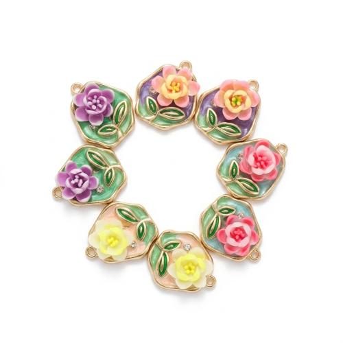 Polymer Clay Pendants, with Tibetan Style, gold color plated, DIY & with flower pattern & enamel, more colors for choice, 21x18x8mm, Hole:Approx 2mm, Sold By PC