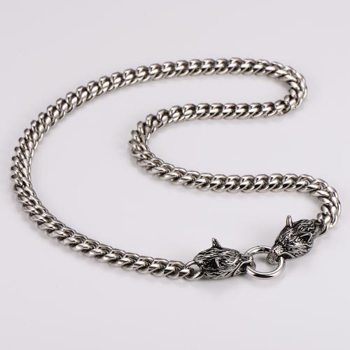 Stainless Steel Jewelry Necklaces, 304 Stainless Steel, Wolf, vintage & for man, original color, Length:Approx 60 cm, Sold By PC