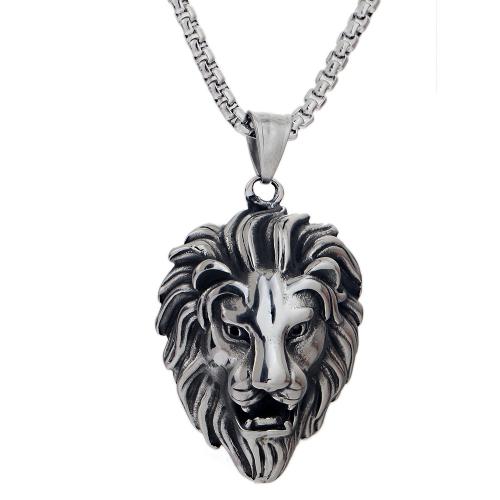 Titanium Steel Pendant, Lion, polished, vintage & DIY & different styles for choice, original color, 29x39mm, Sold By PC
