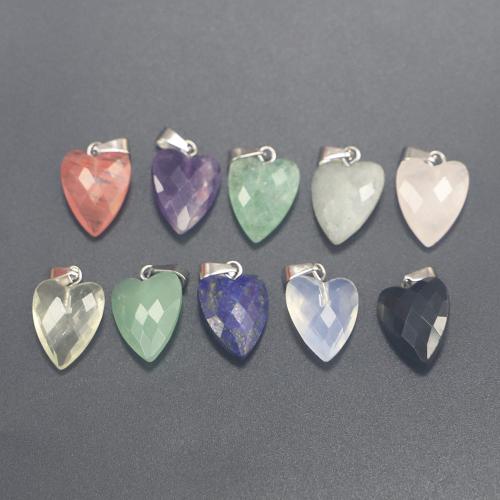 Gemstone Jewelry Pendants, Heart, polished, DIY & different materials for choice & faceted, 16x12x6mm, Sold By PC