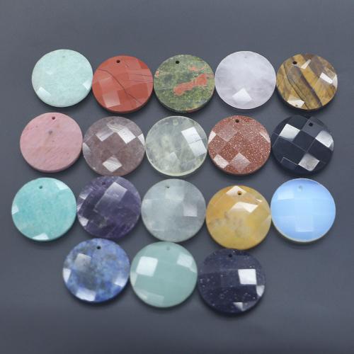 Gemstone Jewelry Pendants, Flat Round, polished, DIY & different materials for choice & faceted, 25x6mm, Sold By PC