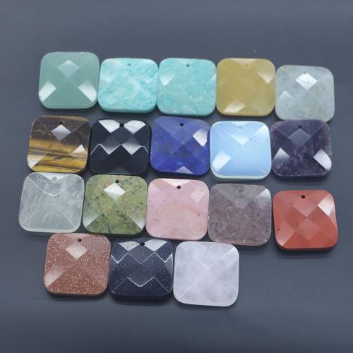 Gemstone Jewelry Pendants, Square, polished, DIY & different materials for choice & faceted, 25x25x6mm, Sold By PC