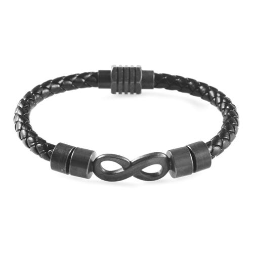 PU Leather Bracelet, with 304 Stainless Steel, Infinity, plated, vintage & for man, Length:Approx 8.5 Inch, Sold By PC