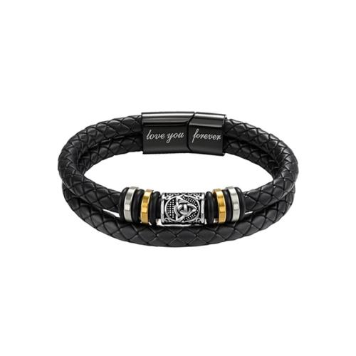 PU Leather Bracelet, with 304 Stainless Steel, plated, vintage & different size for choice & for man, more colors for choice, Sold By PC