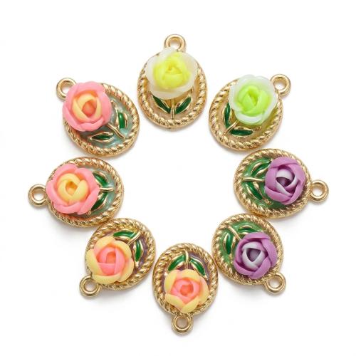 Polymer Clay Pendants, with Tibetan Style, gold color plated, DIY & with flower pattern & enamel, more colors for choice, 18x13x7mm, Hole:Approx 2mm, Sold By PC