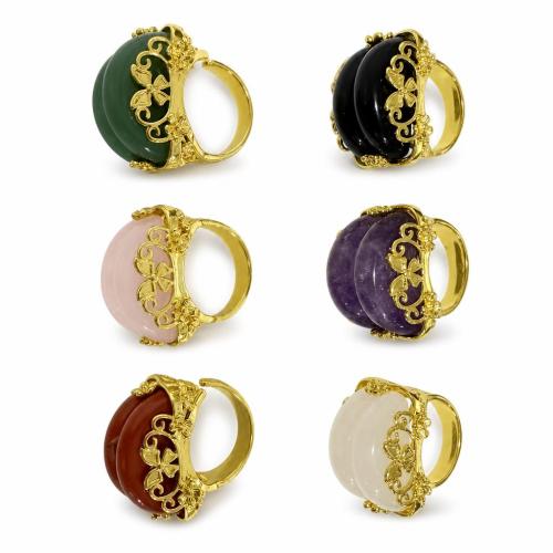 Gemstone Cuff Finger Ring, with Tibetan Style, gold color plated, fashion jewelry & Unisex, more colors for choice, 29x35x17mm, Sold By PC