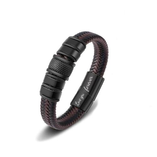 PU Leather Bracelet, with 304 Stainless Steel, handmade, vintage & Unisex & different size for choice, Sold By PC