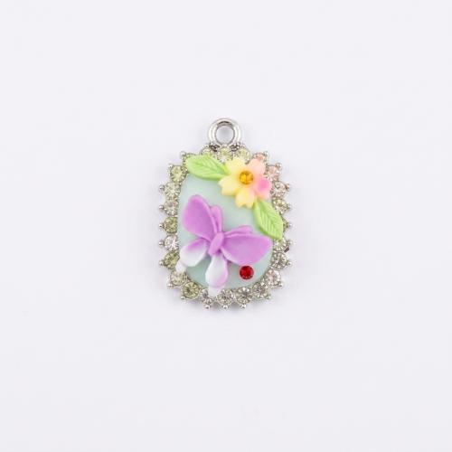 Polymer Ton Anhänger, mit Zinklegierung, plattiert, DIY & Emaille & mit Strass, 22x17x10mm, Bohrung:ca. 2mm, verkauft von PC