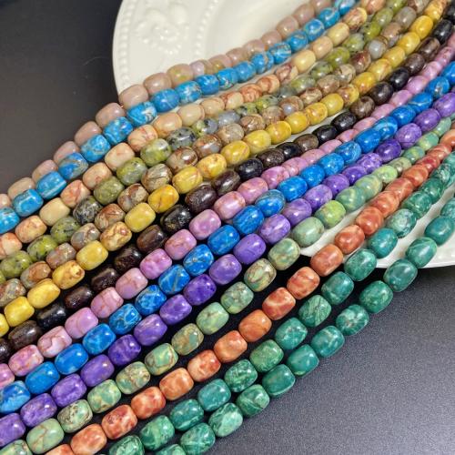 Gemstone Jewelry Beads, Impression Jasper, Drum, polished, DIY, more colors for choice, 8x10mm, Approx 38PCs/Strand, Sold By Strand
