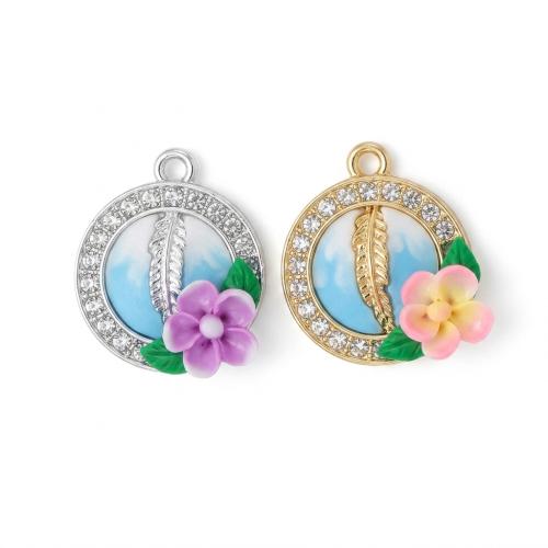 Polymer Clay Pendants, with Tibetan Style, plated, DIY & enamel & with rhinestone, more colors for choice, 21x18x5mm, Hole:Approx 2mm, Sold By PC