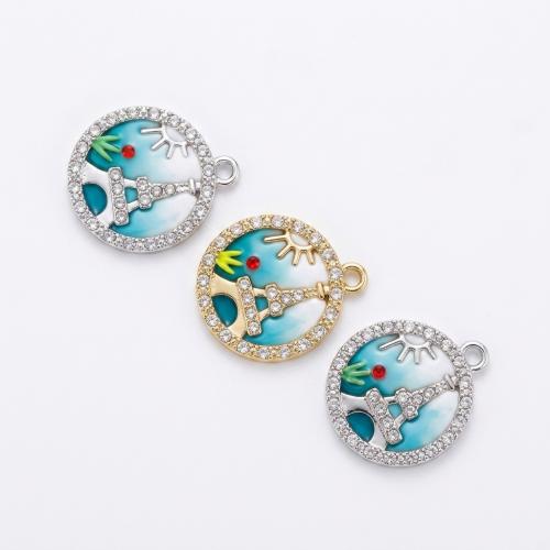 Polymer Clay Pendants, with Tibetan Style, Flat Round, plated, DIY & enamel & with rhinestone, more colors for choice, 22x17x10mm, Hole:Approx 2mm, Sold By PC