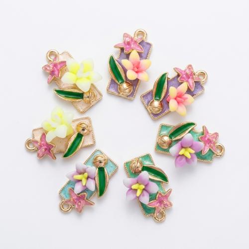 Polymer Clay Pendants, with Tibetan Style, plated, DIY & with flower pattern & enamel, more colors for choice, 21x19x3mm, Hole:Approx 2mm, Sold By PC