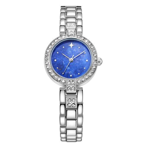 Tibetan Style Watch Bracelet, with Glass & Stainless Steel, Round, plated, Life water resistant & for woman & with rhinestone, more colors for choice, Sold By PC