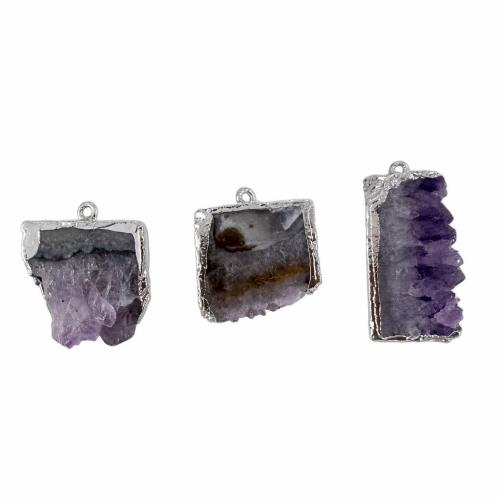 Quartz Gemstone Pendants, plated, DIY, pendant size 27-34x18-23*6mm, Hole:Approx 2mm, Sold By PC