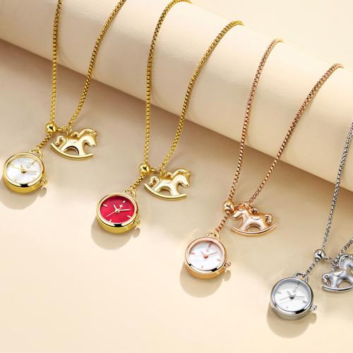 Tibetan Style Watch Necklace, with 304 Stainless Steel Chain, Horse, plated, Life water resistant & for woman, more colors for choice, Length:Approx 90 cm, Sold By PC