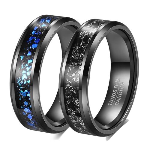 Tungsten Steel Finger Ring, with Blue Opal, Vacuum Ion Plating, Unisex & different size for choice, more colors for choice, Hole:Approx 2mm, US Ring Size:7-14, Sold By PC