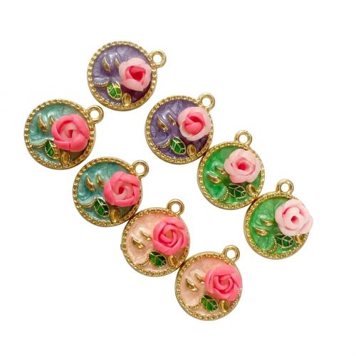 Polymer Clay Pendants, with Tibetan Style, Flat Round, gold color plated, DIY & enamel, more colors for choice, 27x12x5mm, Hole:Approx 2mm, Sold By PC
