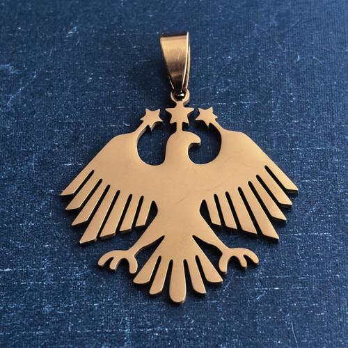 Titanium Steel Pendants, Eagle, gold color plated, DIY, 32x35x1.60mm, Sold By PC