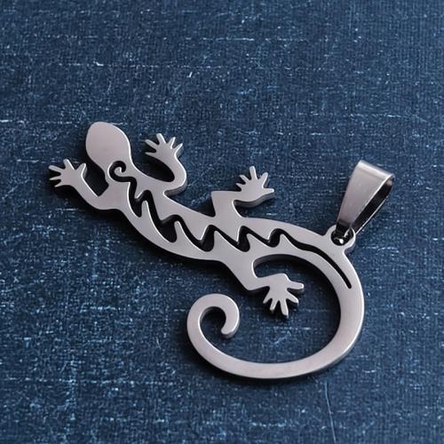 Titanium Steel Pendants, Gecko, plated, DIY & hollow, more colors for choice, 34x20x1.60mm, Sold By PC