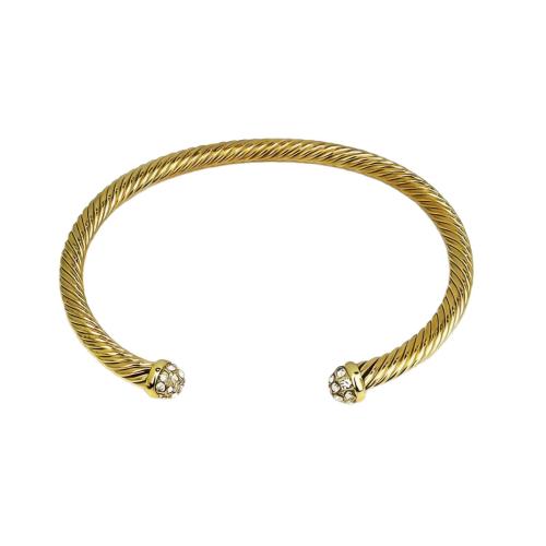 Acier titane bracelet manchette, Placage, unisexe & avec strass, plus de couleurs à choisir, 4mm, Diamètre intérieur:Environ 60mm, Vendu par PC