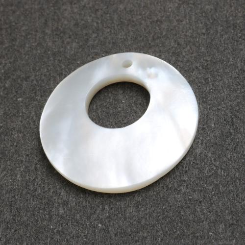 Natural White Shell Pendants, Donut, polished, DIY & hollow, 25mm, Sold By PC