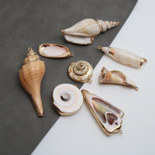 Natural Trumpet Shell Pendants, gold color plated, DIY & different styles for choice, Sold By PC