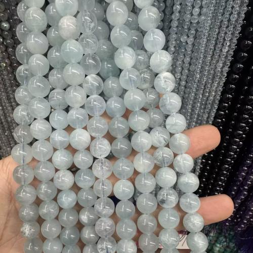 Perles bijoux en pierres gemmes, aigue-marine, Rond, naturel & DIY & normes différentes pour le choix, Vendu par Environ 38 cm brin