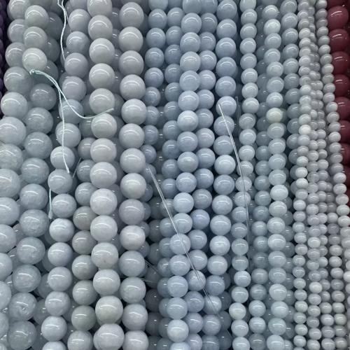 Perles bijoux en pierres gemmes, aigue-marine, Rond, teints & DIY & normes différentes pour le choix, Vendu par Environ 38 cm brin
