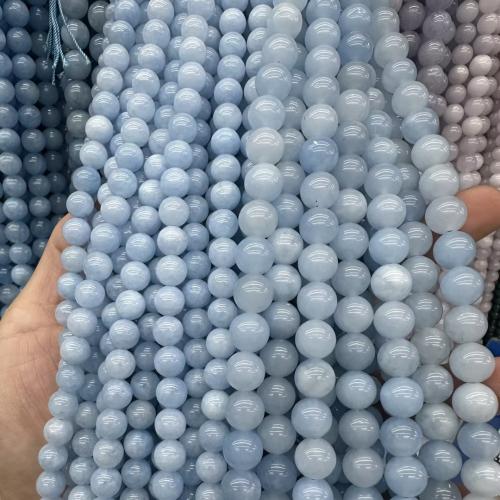Perles bijoux en pierres gemmes, aigue-marine, Rond, teints & DIY & normes différentes pour le choix, Vendu par Environ 38 cm brin
