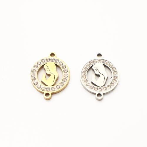Stainless Steel Connector, 304 Stainless Steel, plated, DIY & with rhinestone & hollow, more colors for choice, 20x15x2mm, 20PCs/Lot, Sold By Lot