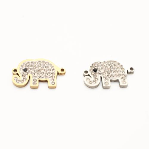 Stainless Steel Connector, 304 Stainless Steel, Elephant, plated, DIY & with rhinestone, more colors for choice, 12x20x2mm, 20PCs/Lot, Sold By Lot