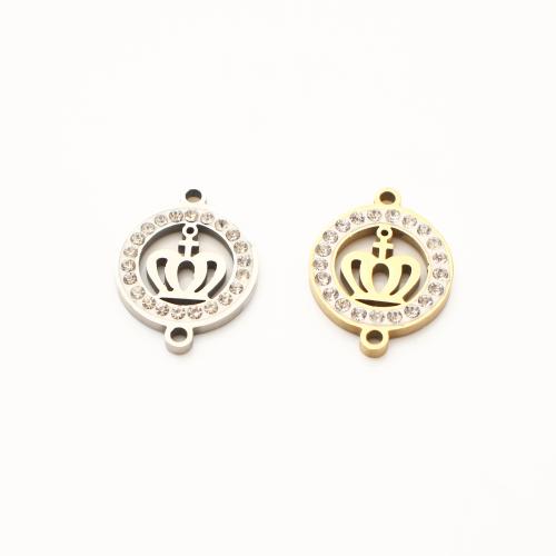 Stainless Steel Connector, 304 Stainless Steel, Crown, plated, DIY & with rhinestone & hollow, more colors for choice, 20x15x2mm, 20PCs/Lot, Sold By Lot