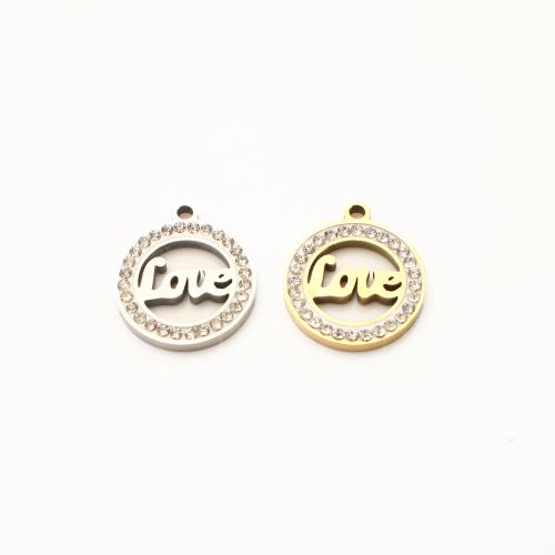 Stainless Steel Letter Pendants, 304 Stainless Steel, plated, DIY & with letter pattern & with rhinestone & hollow, more colors for choice, 20PCs/Lot, Sold By Lot