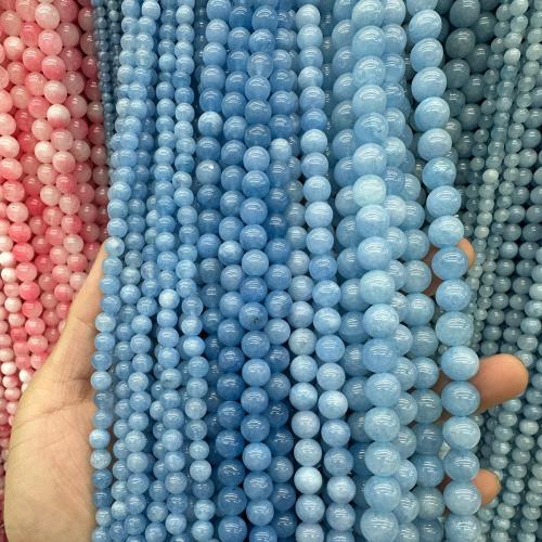 Perles bijoux en pierres gemmes, aigue-marine, Rond, teints & DIY & normes différentes pour le choix, Vendu par Environ 38 cm brin