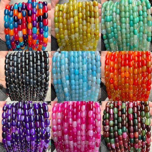 Perles agates, Agate, Seau, poli, DIY, plus de couleurs à choisir, 10x14mm, Environ 28PC/brin, Vendu par brin