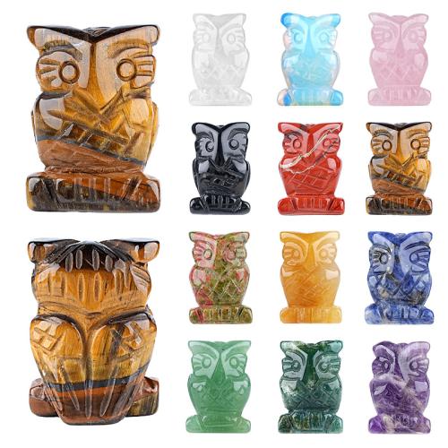 Gemstone Decoration, Owl, Carved, different materials for choice, 18x26mm, Sold By PC
