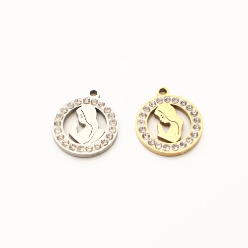 Stainless Steel Pendants, 304 Stainless Steel, plated, DIY & with rhinestone & hollow, more colors for choice, 20PCs/Lot, Sold By Lot