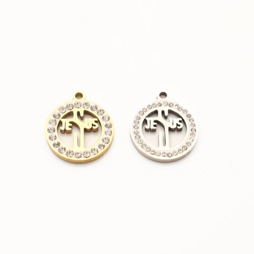 Stainless Steel Pendants, 304 Stainless Steel, plated, DIY & with rhinestone & hollow, more colors for choice, 20PCs/Lot, Sold By Lot