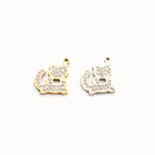 Acier inoxydable animaux Pendentifs, Acier inoxydable 304, Placage, DIY & avec strass & creux, plus de couleurs à choisir, 16x15x2mm, 20PC/lot, Vendu par lot