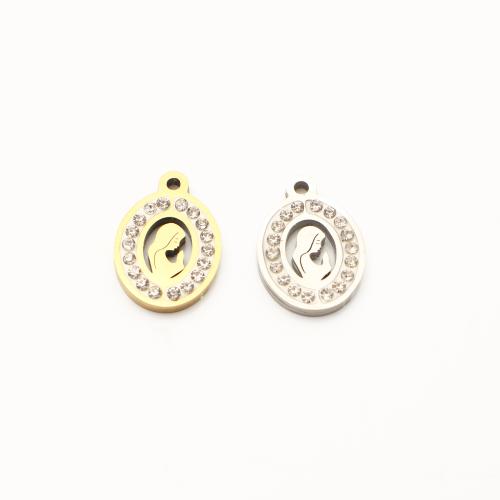 Stainless Steel Pendants, 304 Stainless Steel, plated, DIY & with rhinestone & hollow, more colors for choice, 18x13x2mm, 20PCs/Lot, Sold By Lot