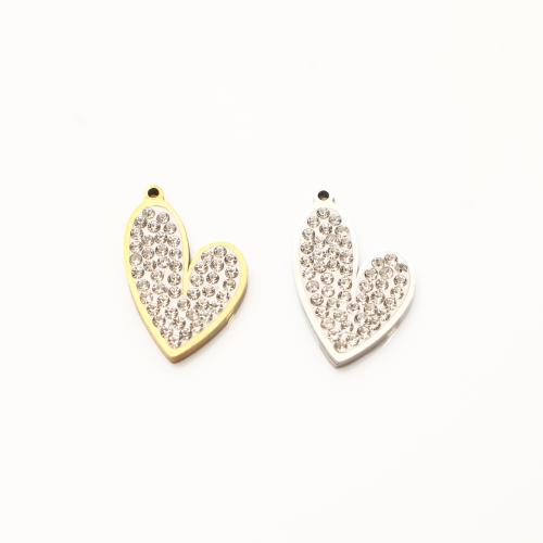 Edelstahl -Herz-Anhänger, 304 Edelstahl, plattiert, DIY & mit Strass, keine, 20x12x2mm, 20PCs/Menge, verkauft von Menge