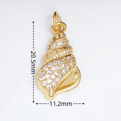 Messing Schmuck Anhänger, mit Kunststoff Perlen, Strandschnecke, goldfarben plattiert, DIY & verschiedene Stile für Wahl & Micro pave Zirkonia & Emaille, verkauft von PC